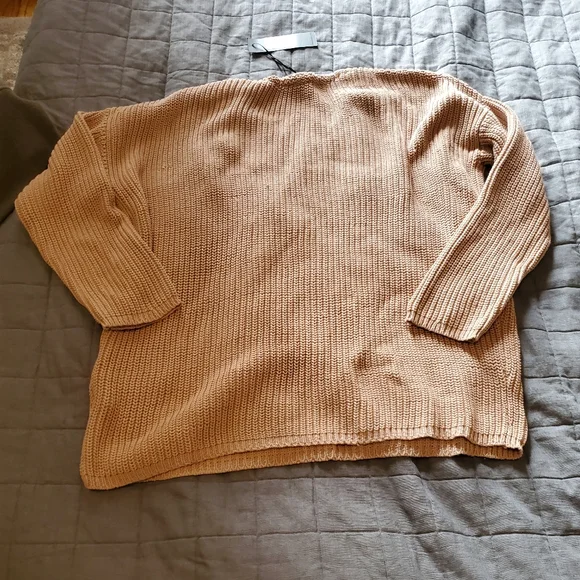 Jenni Kayne Pink V-Neck Sweater Ribbed Knit - Picture 5 of 6